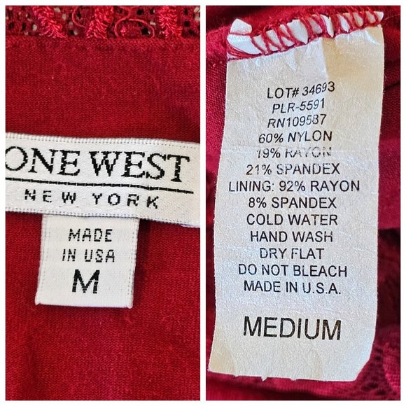 Y2K Womens Dark Red Lace Babydoll Tank Blouse Top Shirt‎ Sz M Lined Stretchy - Picture 9 of 10